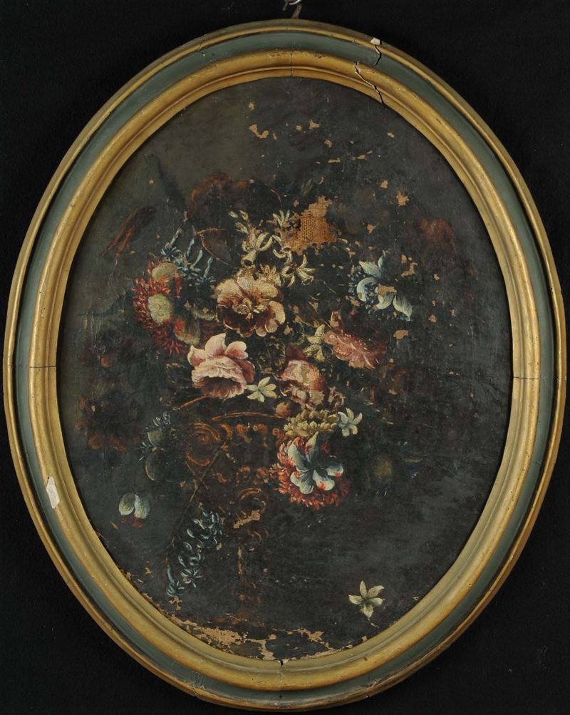Scuola del XVIII secolo Natura morta con fiori  - Asta Antiquariato e Dipinti Antichi - Cambi Casa d'Aste