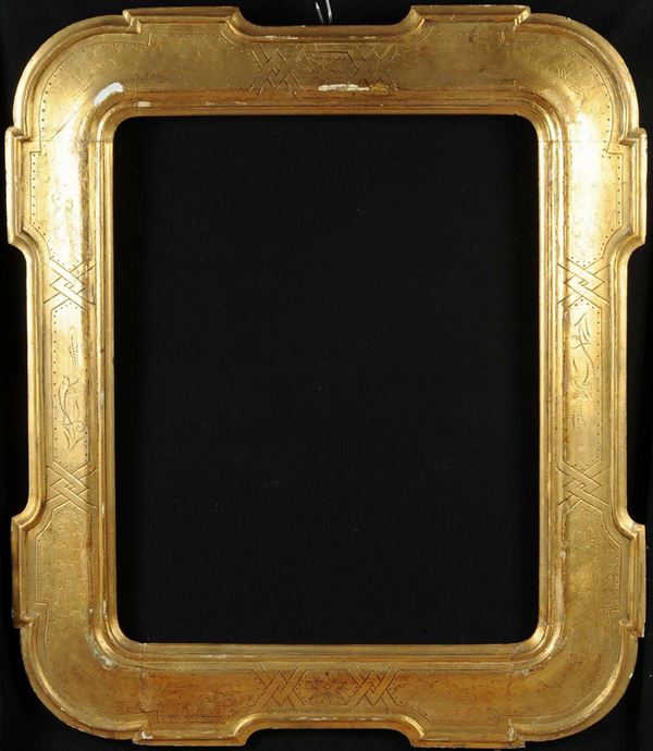 Cornice a vassoio in legno dorato, XIX secolo