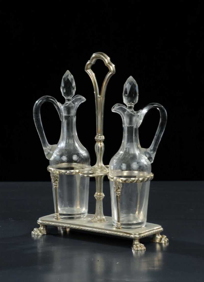 Oliera in argento con ampolle in cristallo stile Impero  - Auction Silver, Clocks and Jewels - Cambi Casa d'Aste