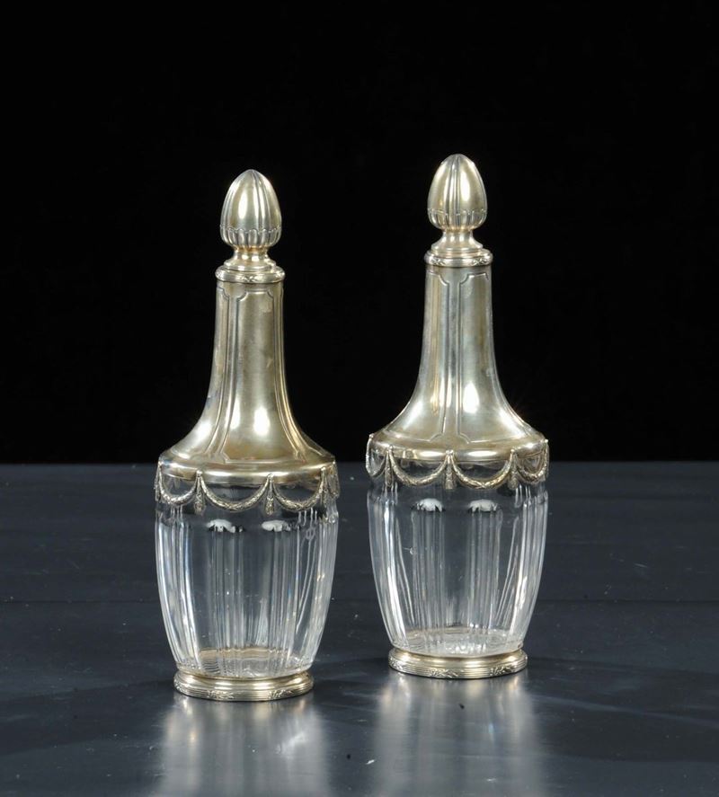 Coppia di ampolle stile Impero in argento e cristallo  - Auction Silver, Clocks and Jewels - Cambi Casa d'Aste