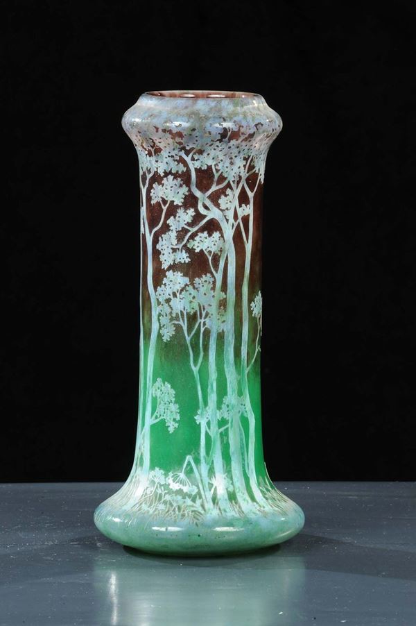 Vaso vetro acidato Daum, XX secolo