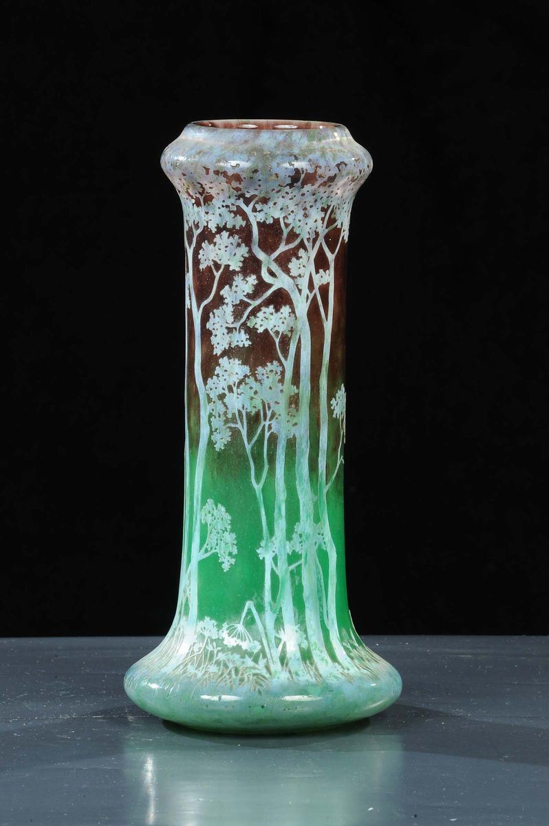 Vaso vetro acidato Daum, XX secolo  - Asta Antiquariato e Dipinti Antichi - Cambi Casa d'Aste