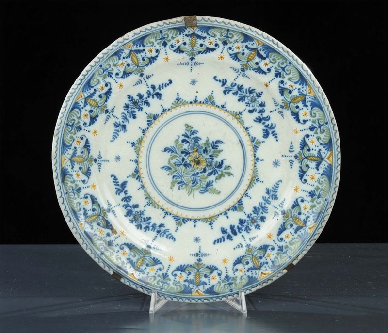 Piatto in terracotta maiolicata, XIX secolo  - Asta Antiquariato e Dipinti Antichi - Cambi Casa d'Aste