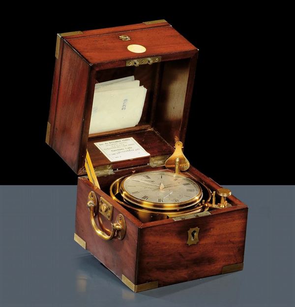 Cronometro da marina da 52 ore con cassa in mogano, Molyneux & Sons, London, XIX secolo