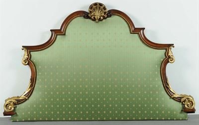 Testiera di Letto in Legno Intagliato e Dorato, XIX Secolo