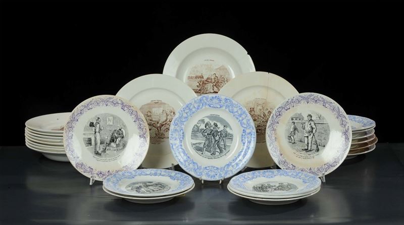 Gruppo di piatti in terraglia bianca, XX secolo  - Auction Old Paintings and Furnitures - Cambi Casa d'Aste