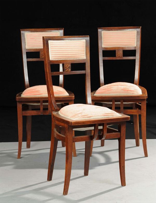 Sei sedie con schienale a stecche, XX secolo