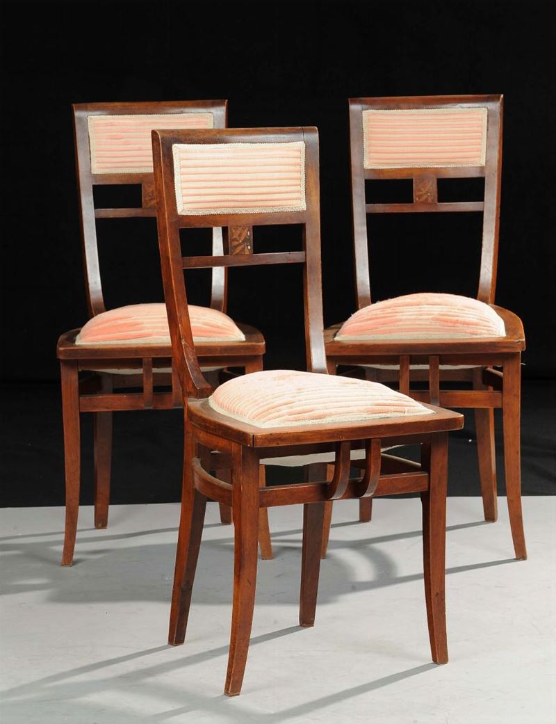 Sei sedie con schienale a stecche, XX secolo  - Asta Antiquariato e Dipinti Antichi - Cambi Casa d'Aste