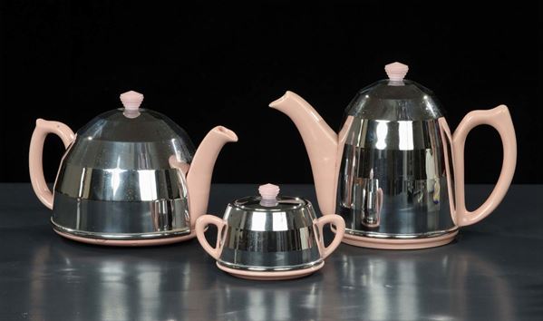 Servizio da te in porcellana e metallo, XX secolo