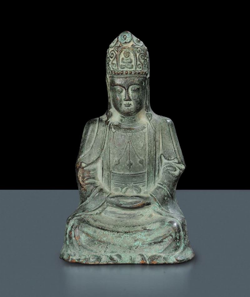 Buddha in bronzo, Cina XII-XIII secolo  - Asta Arte Orientale - Cambi Casa d'Aste