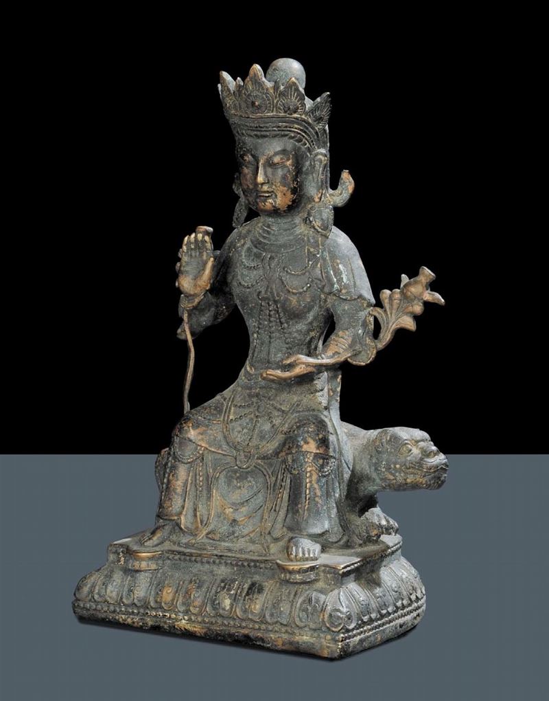 Buddha (Puxian Samantabhadra) in bronzo,  dinastia Qing (1644-1911)  - Asta Arte Orientale - Cambi Casa d'Aste