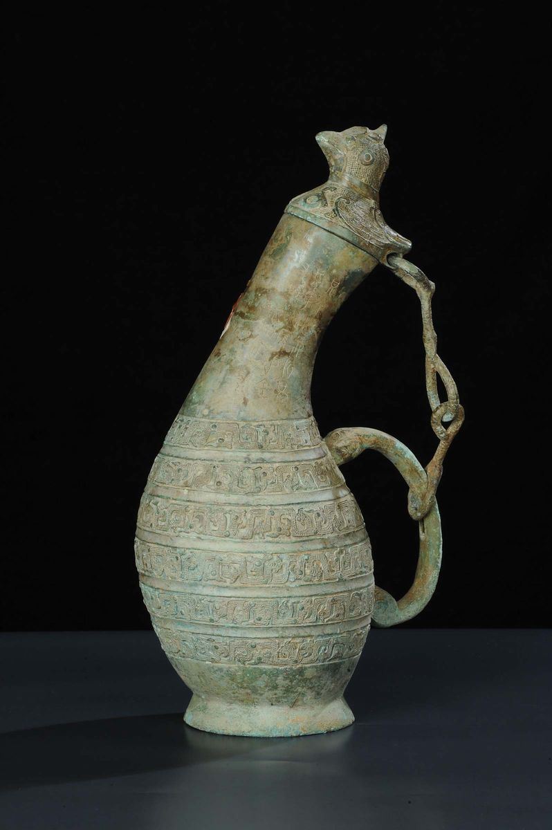 HU contenitore con coperchio a forma di uccello riferibile primo periodo Stati Combattenti  (475-221 a.C.)  - Auction Oriental Art - Cambi Casa d'Aste