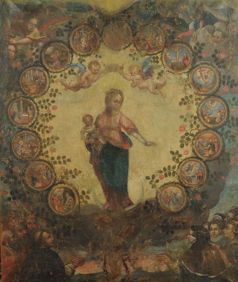 Scuola del XVII secolo Madonna con Bambino e putti  - Asta Antiquariato e Dipinti Antichi - Cambi Casa d'Aste