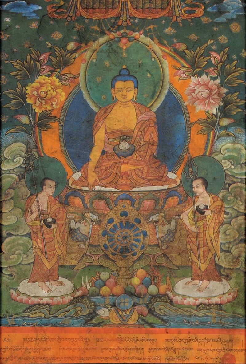 Tanka con Buddha con Santi, Ban Chan Erdeni Queji Jian Zan, riferibile epoca Qing (1644-1912)  - Asta Arte Orientale - Cambi Casa d'Aste