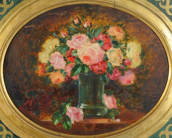 Anonimo del XX secolo Natura morta con vaso di rose