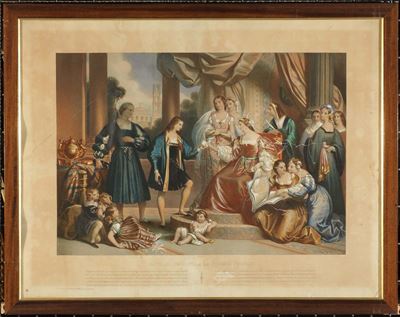 Due Stampe Differenti Raffiguranti Francesco da Moncada e Raffaello a Corte