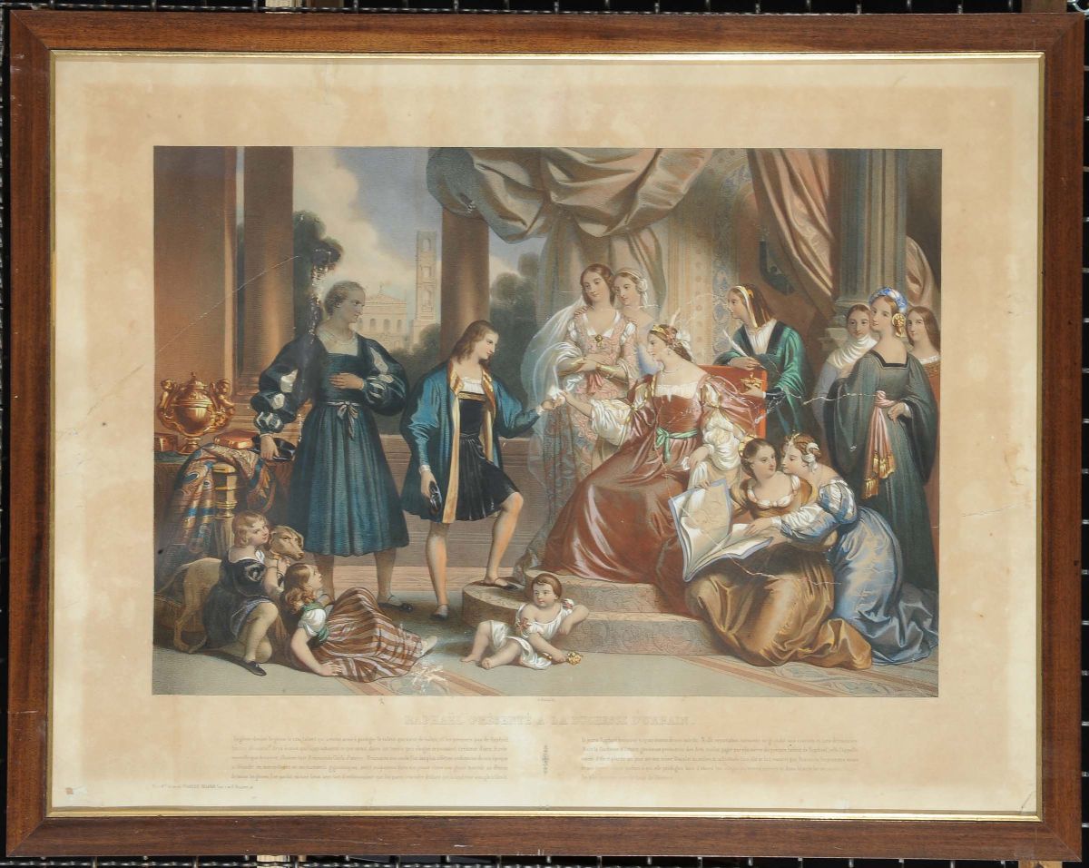 Due Stampe Differenti Raffiguranti Francesco da Moncada e Raffaello a Corte
