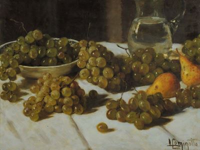 Leonardo Cominotto (1898-1966)natura Morta con Uva