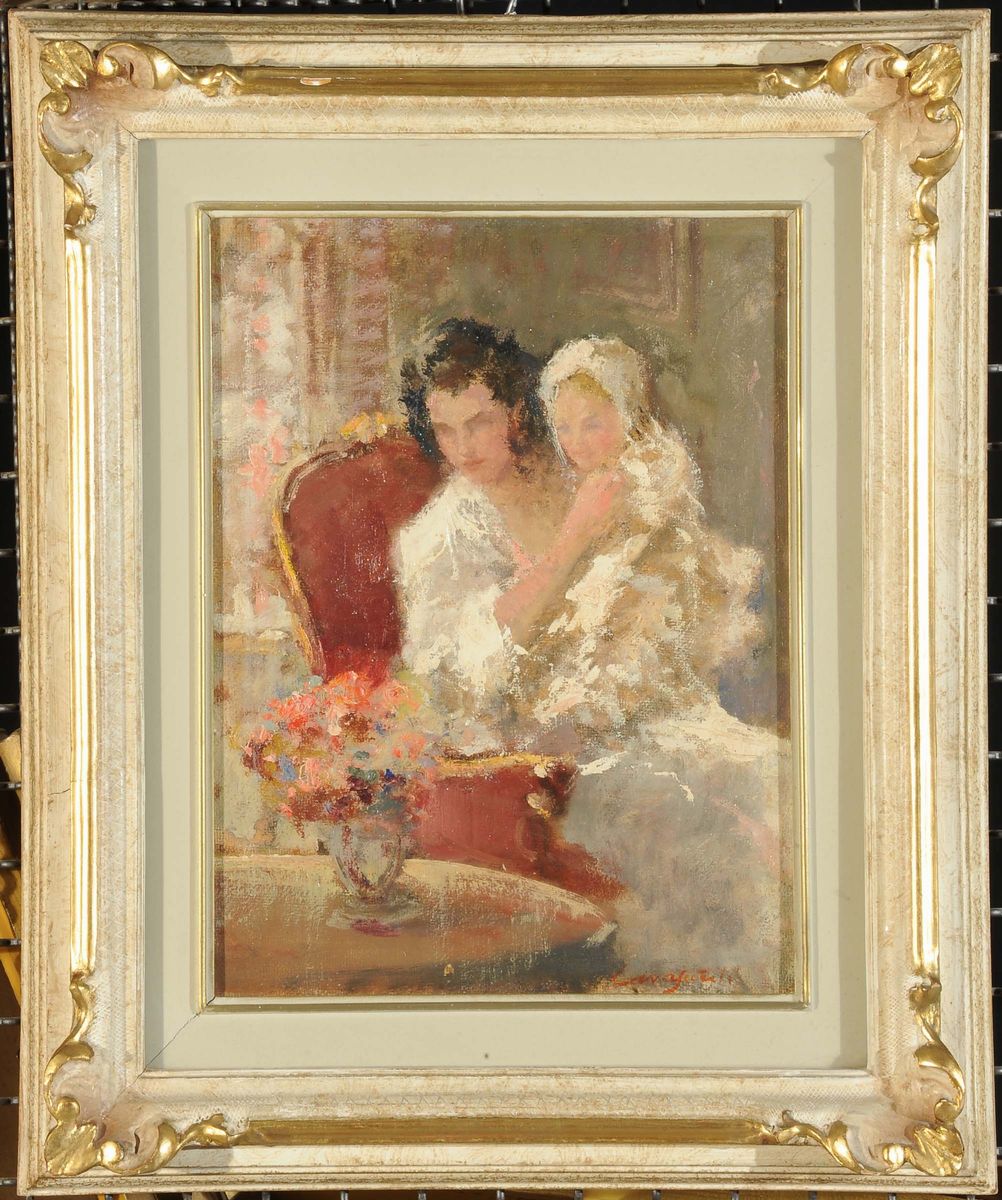 Giuseppe Cavasanti (1895-1950)donna Seduta con Bambina