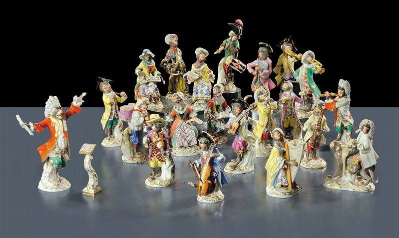 Concerto di scimmie in porcellana, Meissen XX secolo  - Asta Antiquariato e Dipinti Antichi - Cambi Casa d'Aste
