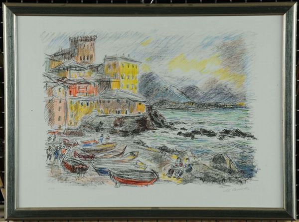 Michele Cascella (1892-1989) Vaso di fiori e Boccadasse