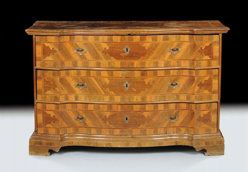 Cantarano in legno lastronato e filettato, fine XVIII secolo  - Auction Old Paintings and Furnitures - Cambi Casa d'Aste