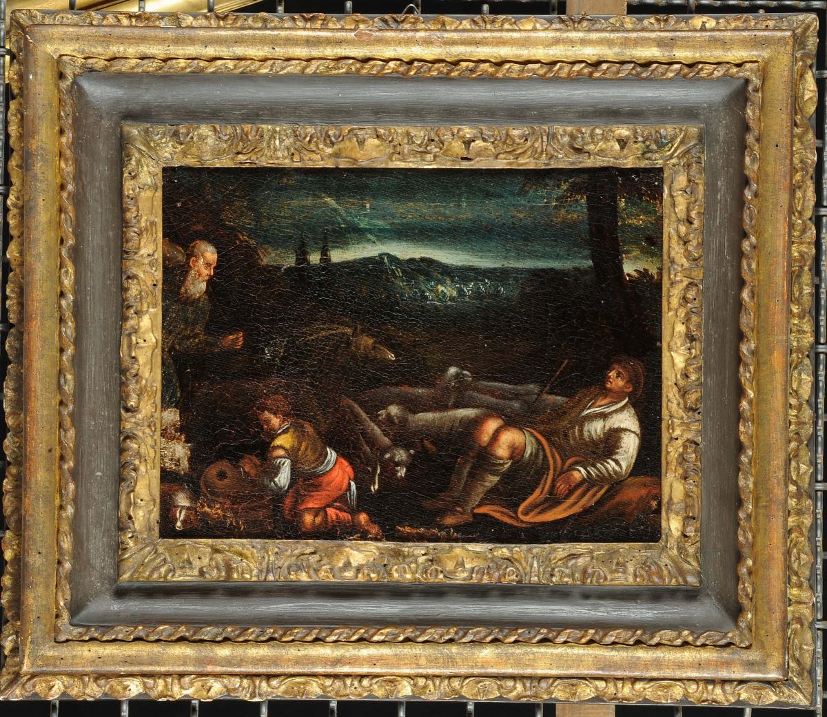 Jacopo da Ponte Bassano (1510/18-1592), Ambito Dinativitˆ e Paesaggio con Figure ed Armenti