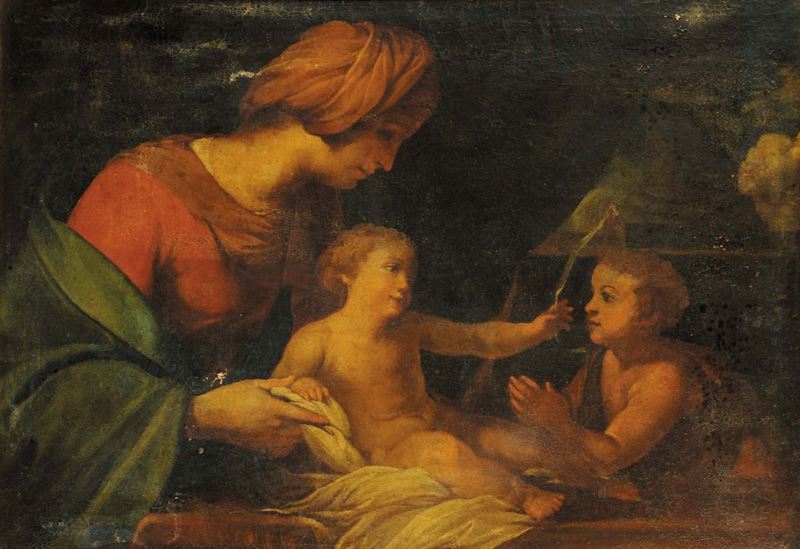 Scuola del XVIII secolo Sacra famiglia con San Giovannino  - Auction Old Paintings and Furnitures - Cambi Casa d'Aste