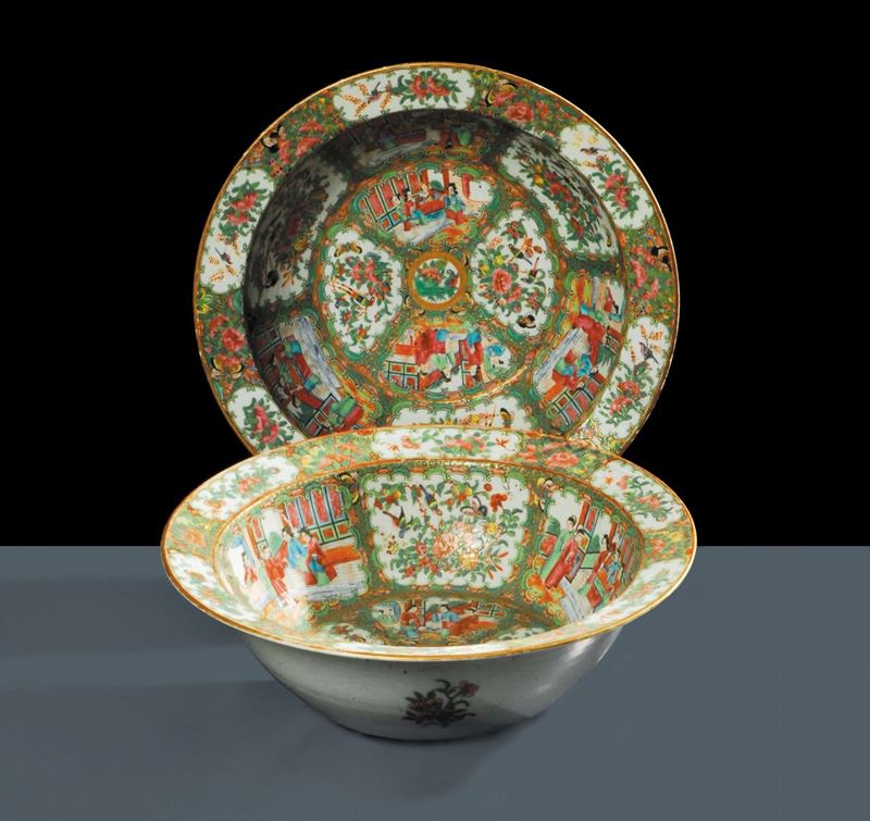Coppia di bacili in porcellana, Cina, Famiglia Verde, XIX secolo  - Auction Oriental Art - Cambi Casa d'Aste