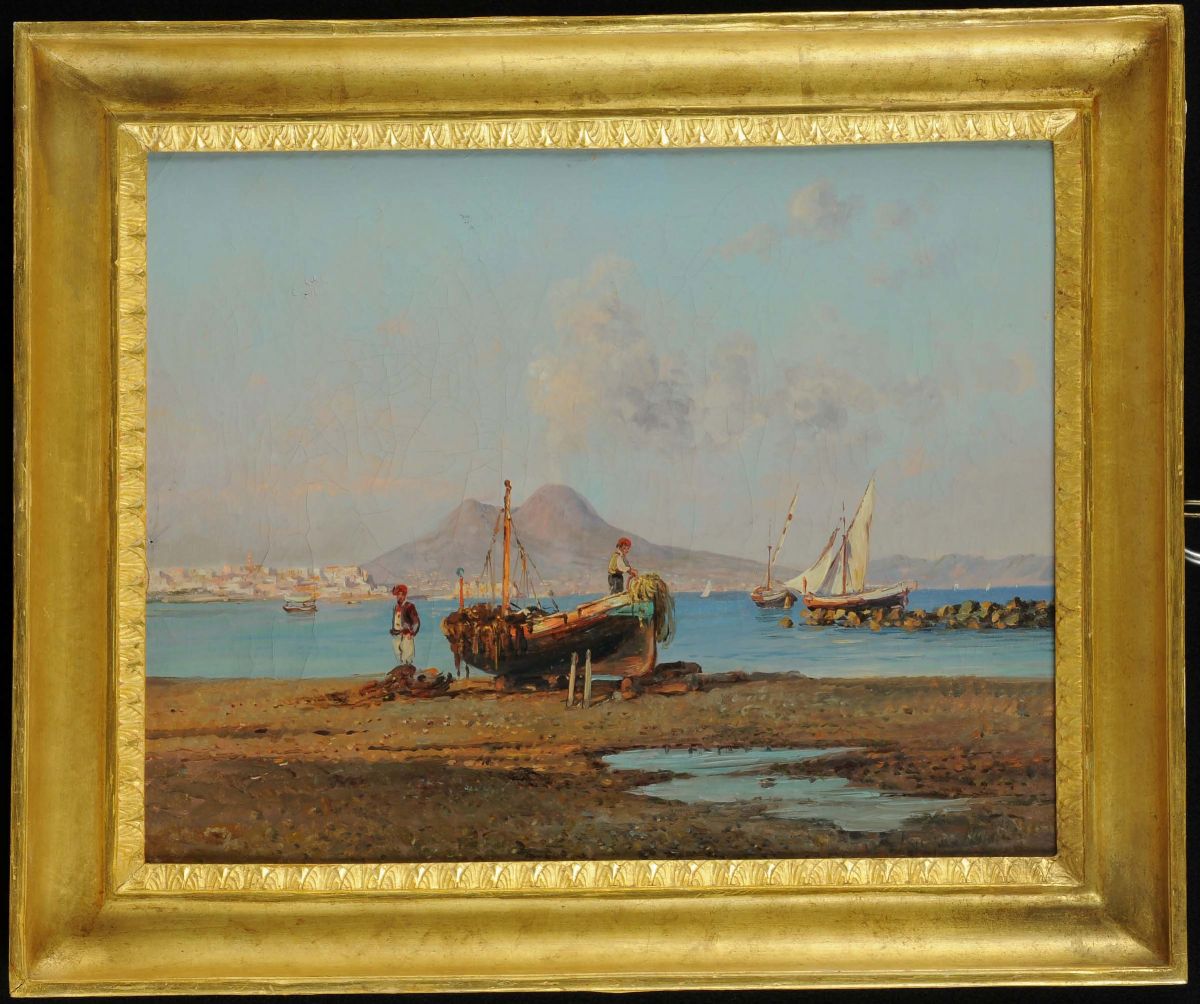 Anonimo del XIX Secoloveduta del Golfo di Napoli con Vesuvio