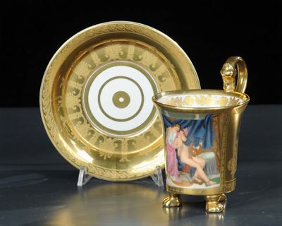 Tazza in Porcellana con Piattino, Francia XIX Secolo