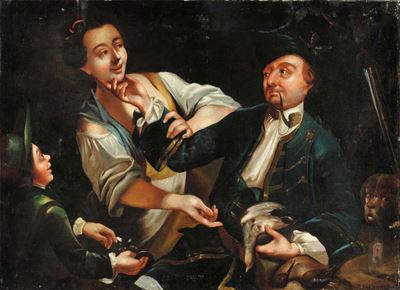 Scuola del XVIII Secolocacciatore con Famiglia