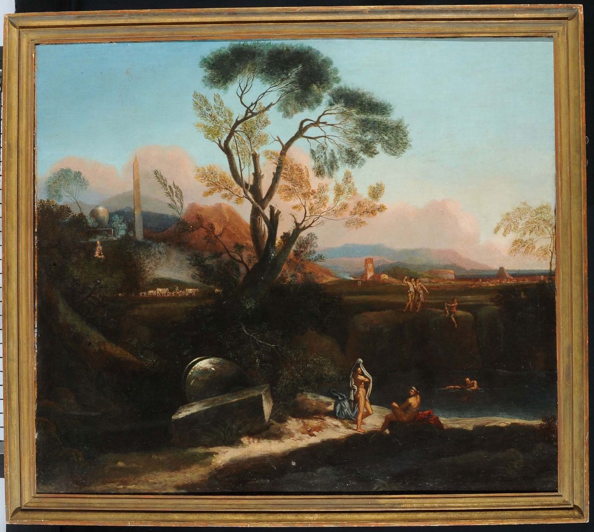 Scuola del XVIII Secolopaesaggio Romano con Figure
