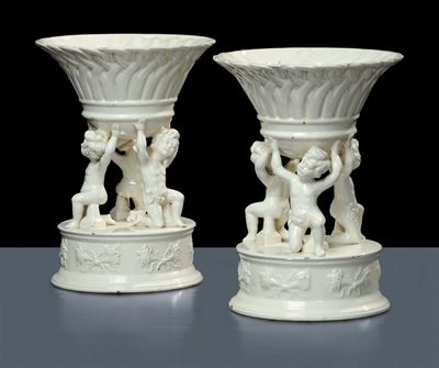 Coppia di Alzate in Maiolica, Bassano XIX Secolo