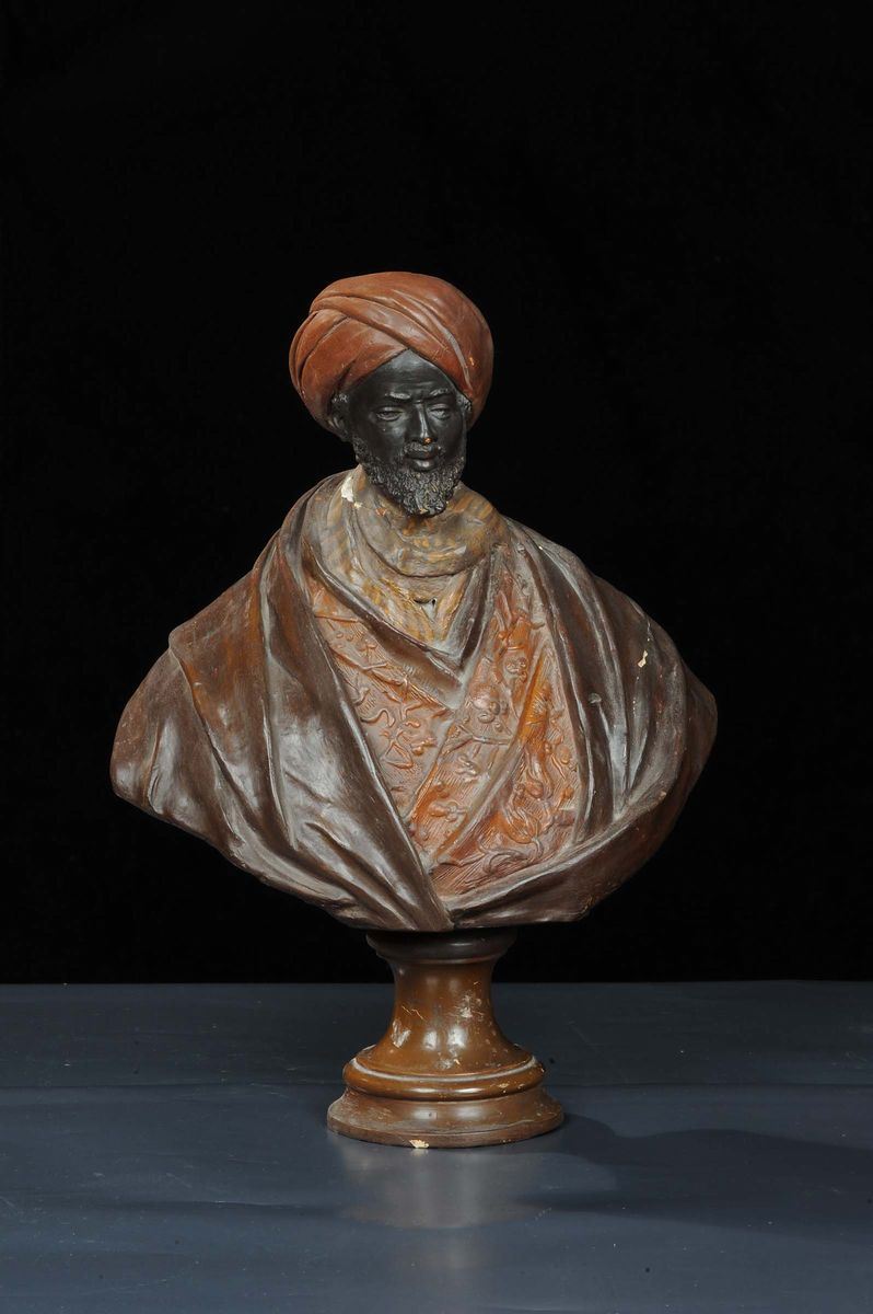 Busto in terracotta raffigurante arabo, XIX secolo  - Auction Old Paintings and Furnitures - Cambi Casa d'Aste