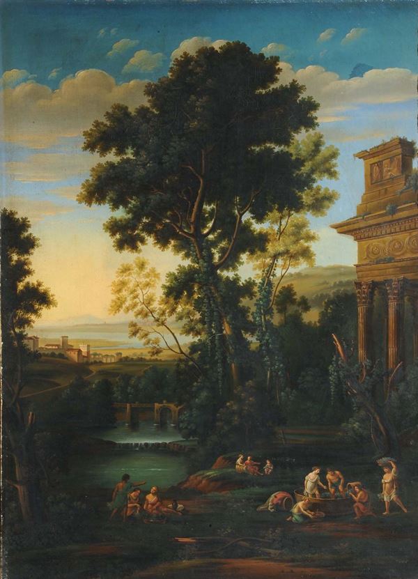 ERRATA CORRIGE STIMA    Scuola del XVIII secolo Paesaggio con figure