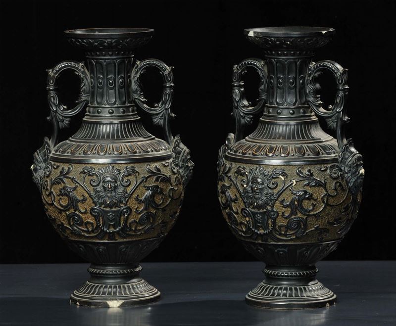 Coppia di vasi biansati in terracotta, XIX secolo  - Asta Antiquariato e Dipinti Antichi - Cambi Casa d'Aste