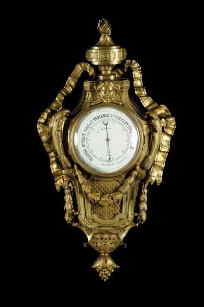 Orologio e Barometro in Bronzo Dorato, XIX Secolo