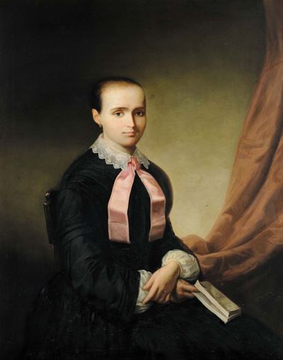 Anonimo del XIX Secoloritratto di Donna con Libro