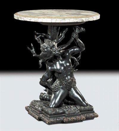 Tavolo con Base in Legno Ebanizzato, XIX Secolo