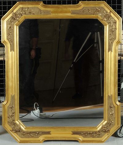 Specchiera a Vassoio in Legno Intagliato e Dorato, XIX Secolo