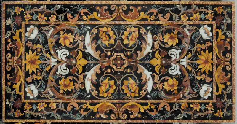 Piano intarsiato in marmi policromi, XIX secolo  - Asta Antiquariato e Dipinti Antichi - Cambi Casa d'Aste