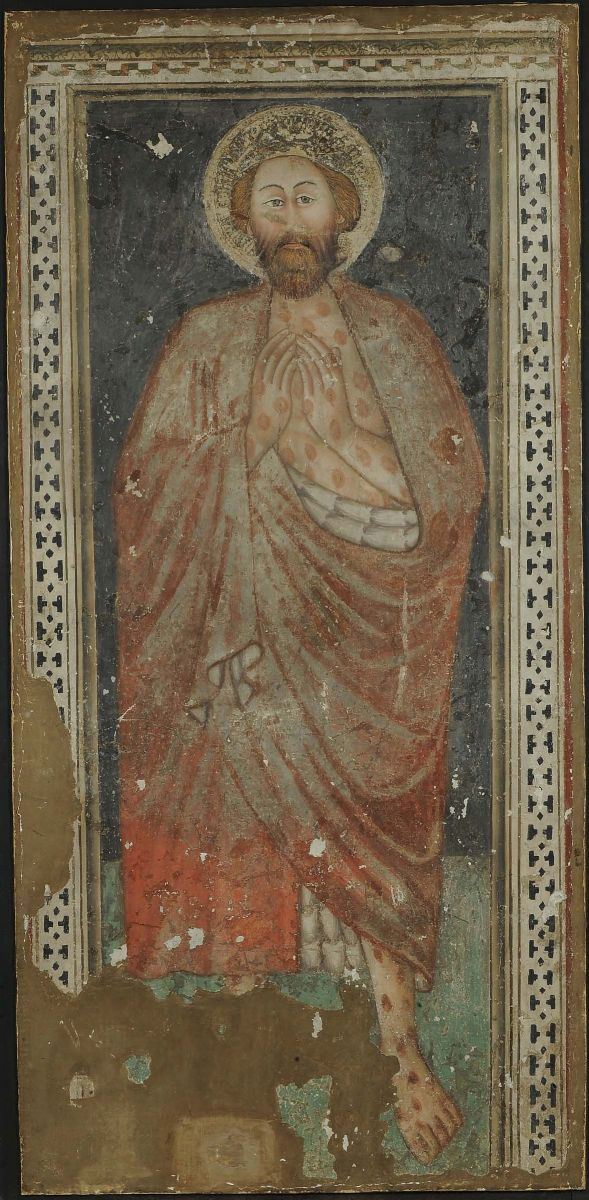 Strappo di Affresco raffigurante Cristo  - Asta Antiquariato e Dipinti Antichi - Cambi Casa d'Aste