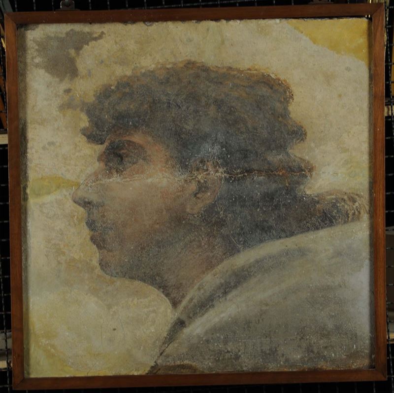 Strappo di affresco raffigurante profilo maschile  - Asta Antiquariato e Dipinti Antichi - Cambi Casa d'Aste