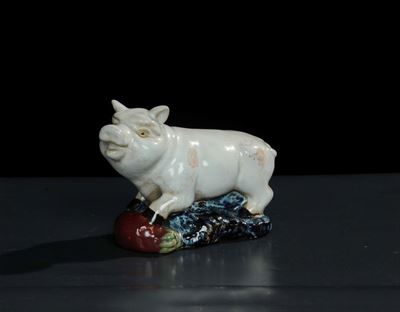 Maiale in Porcellana Bianca, Cina XIX Secolo