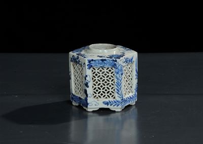 Calamaio Esagonale in Porcellana, Cina XIX Secolo