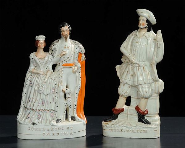 Due statuine in ceramica, Inghilterra XX secolo