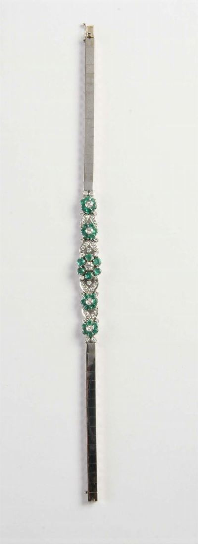 Bracciale con Diamanti e Smeraldi