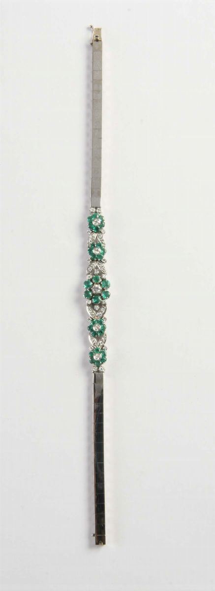 Bracciale con diamanti e smeraldi  - Auction Silver, Clocks and Jewels - Cambi Casa d'Aste