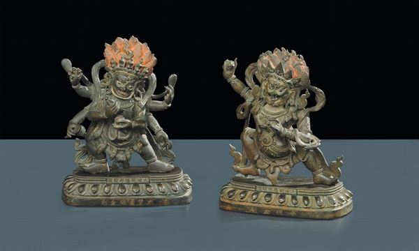 Coppia di Buddha in bronzo, Cina XIX secolo